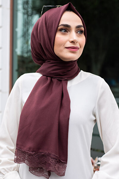 Feiza Collection Dantelli Pamuklu Soft Şal Koyu Kahve