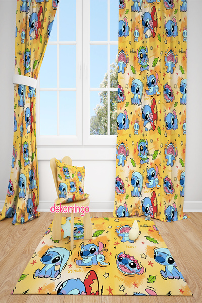 dekomingo Truncu Floor Stitch Patterned 2-Wing Background Curtain