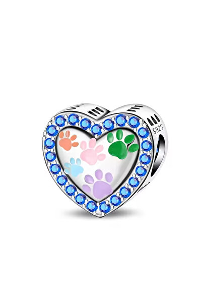 Fubena Colorful Paws Heart Bead Charm