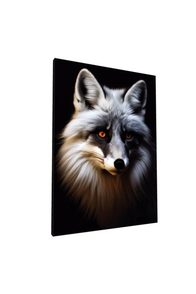 PozaTablou Pictură pe pânză: Portretul vulpii argintii cu privirea intensă - ...