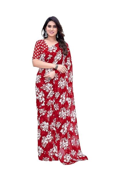 iza Women's Floral Print Georgette Saree with Matching Blouse Piece