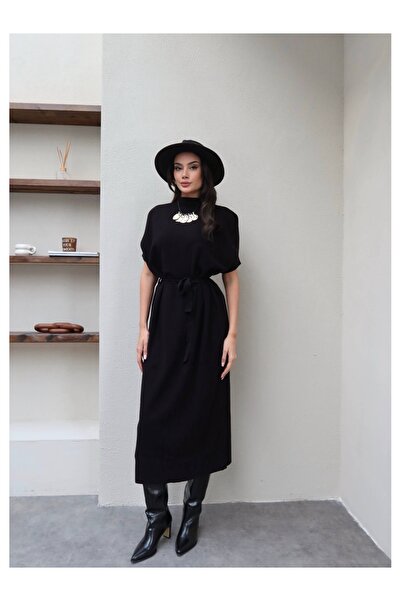 ESRAHELVACI Belted Knitted Long Dress