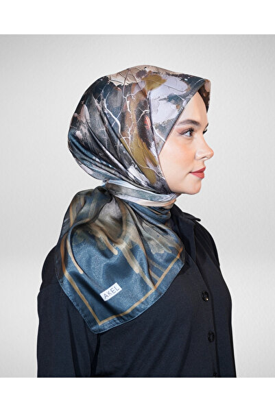 Akel Digital Crystal Scarf Pastel Leaf Pattern