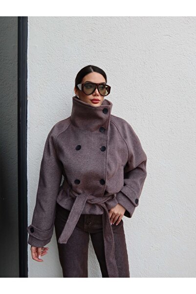 ESRAHELVACI Mock Neck Short Cashmere Coat