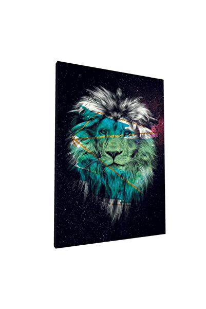 PozaTablou Pictură pe pânză: Portret de leu în paletă galactică 80x110 cm