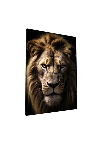 PozaTablou Pictură pe pânză: Portret de leu cu privire intensă 80x110 cm