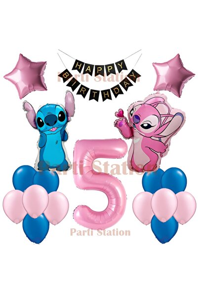 Parti Station مجموعة بالونات حفلة عيد ميلاد ليلو وستيتش وأنجل لعمر 5 سنوات مع...