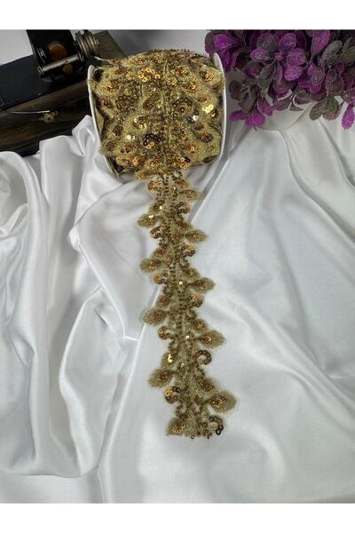 jasmina store gold işlemeli dantel şerit pul payet detaylı