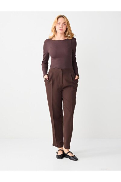 Jimmy Key Brown Regular Leg Regular Waist Pocketed Woven Trousers