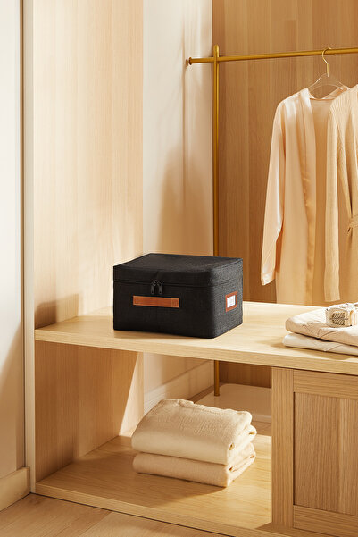 Ocean Home Textile حقيبة تنظيم صغيرة الحجم من قماش الجوت الأسود للتخزين تحت ا...