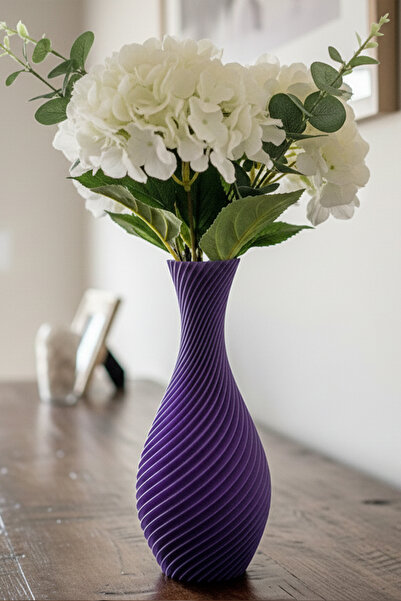 MEK Elegant Curved Design Decorative Vase Purple (20X11Cm)