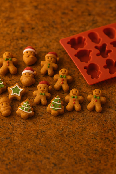 Nesto Home 15 Gözlü Yeni Yıl Temalı Silikon Kek Kalıbı,Yanmaz Yapışmaz Noel Mini Kek Kalıbı