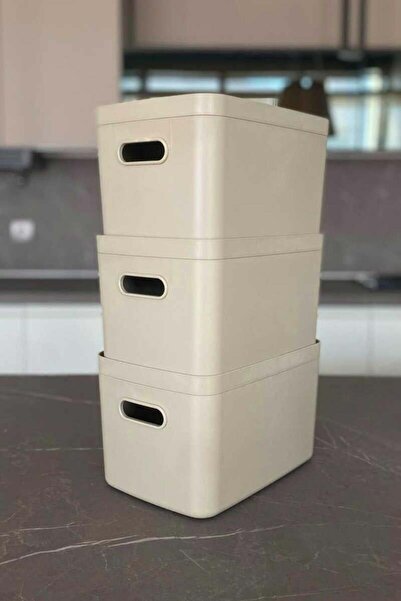 Ansan مجموعة منظمات بريمانوفا لينيا مكونة من 3 قطع باللون البيج الرملي