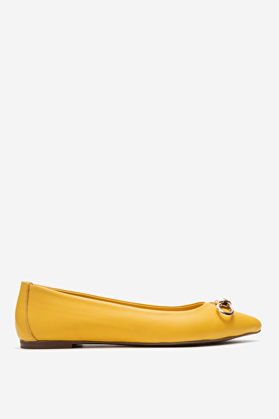 Dericlub Balerini de damă cu vârf ascuțit și cataramă din piele naturală ZY 4...