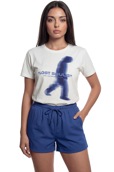 Color Luxe ''Lost Souls'' Blur Effect Printed 100% Cotton Relaxed Fit Premium...