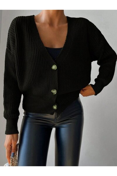 Wear Up Women's Long Sleeve Button Detail Knitwear Cardigan