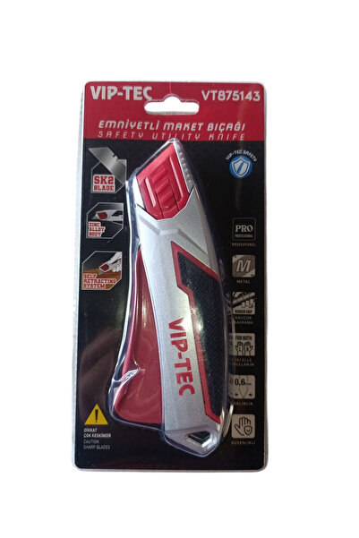 viptec VIP-TEC VT875143 Emniyetli Maket Bıçağı | SK2 Trapez Bıçak, Metal Gövde