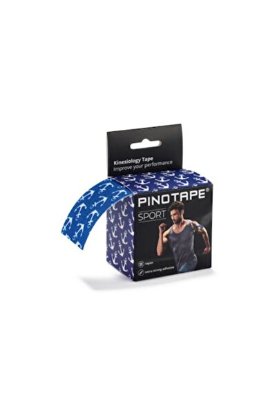 PINO PinoTape® Sport Kinesio Tape — Blue with anchors, 5 m x 5 cm, rayon, hypoallergenic, extra strong