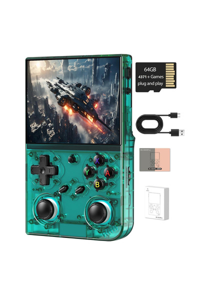 ANBERNIC RG 35XXPro Retro El Konsolu - Transparent Turkuaz