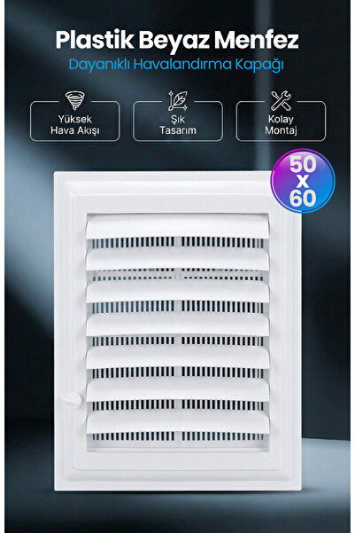 Urfakent 50x60 cm Beyaz Havalandırma Menfezi — Banyo, Tuvalet (WC) — Plastik/...