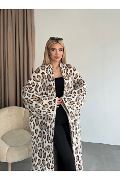 Paraf style Leopard Print Long Thick Cardigan