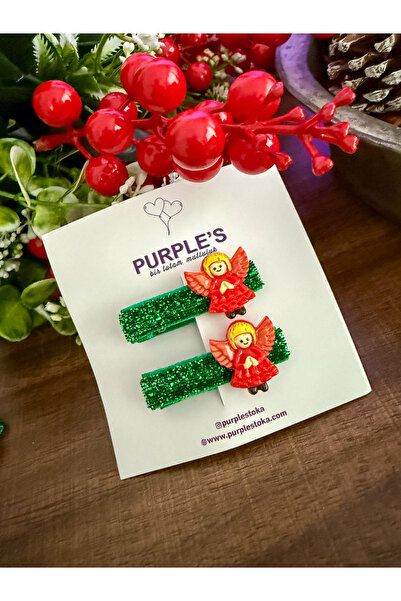 PURPLE'S BİR TUTAM MUTLULUK مجموعة من قطعتين من مشابك الشعر ذات الطابع العاملي للفتيات الصغيرات والأمهات