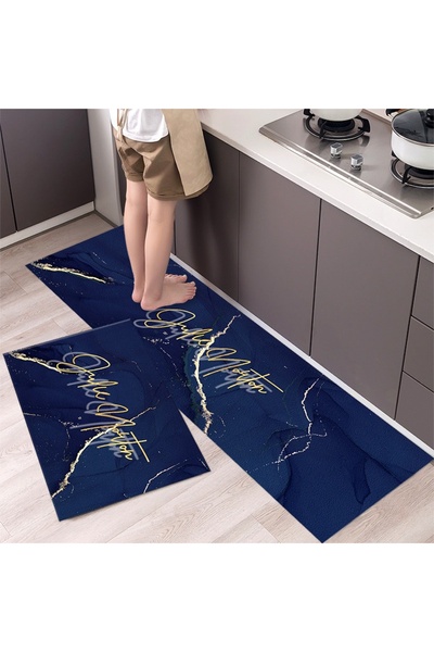 OEM Set de 2 covorașe antiderapante. 150*44 cm, 76*45 cm. Albastru inchis cu ...