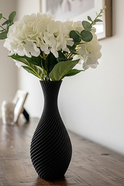 MEK Elegant Curved Design Decorative Vase Black (20X11Cm)