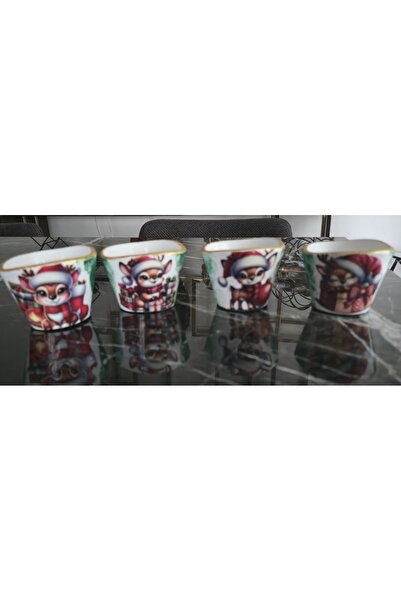 elayarts Yılbaşı konseptli şirin rengeyikli 4lü çerez sunum tabağı hediyelik