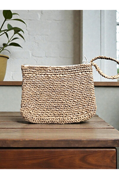 The Fabrics Studio Hand Knitted Paper String Mini Clutch Handbag