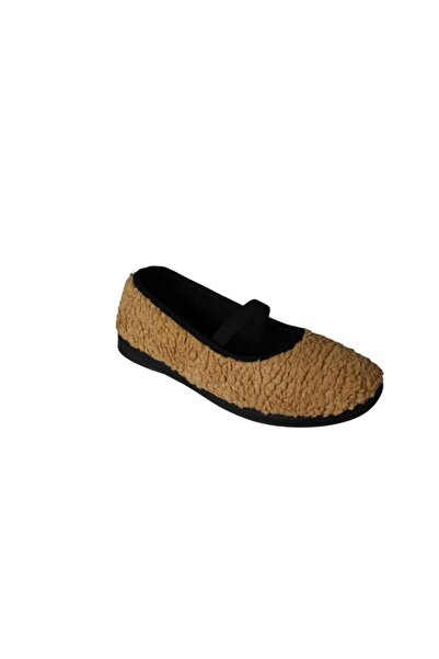 Yaz Kış Ayakkabı Yazkiş Women's Winter Beige Camel Home Slippers