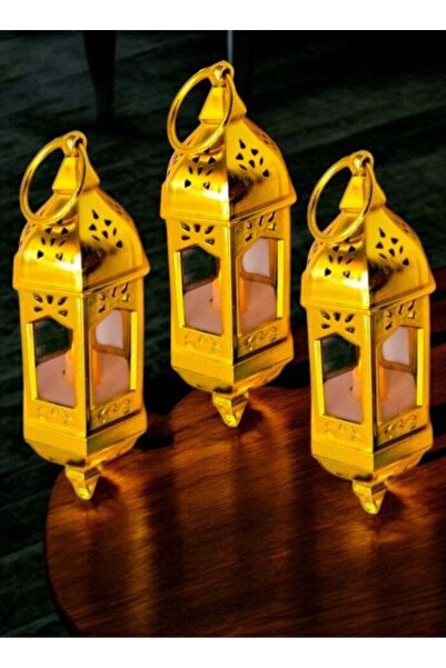 Toybox Toy Box 3pcs Hanging Luminous Ramadan Decoration LED Light Ramadan Mubarak Lantern Gold