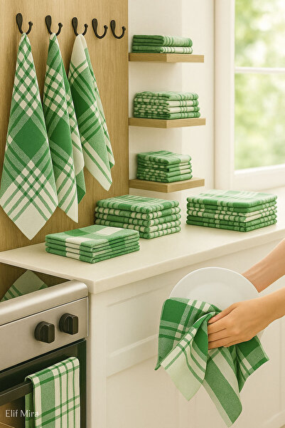 Elif Mira 10 lu Lüks Mutfak Kurulama Bezi Seti 45x65 Cm Table Linen