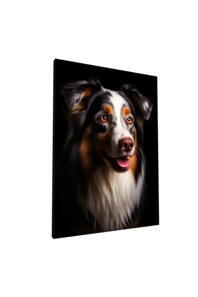 PozaTablou Pictură pe pânză: Portret realist de câine cu blană tricoloră 70x100 cm