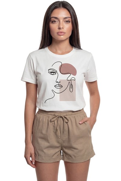 Color Luxe ''Abstract Face'' Minimalist Artistic Printed 100% Cotton Relaxed ...