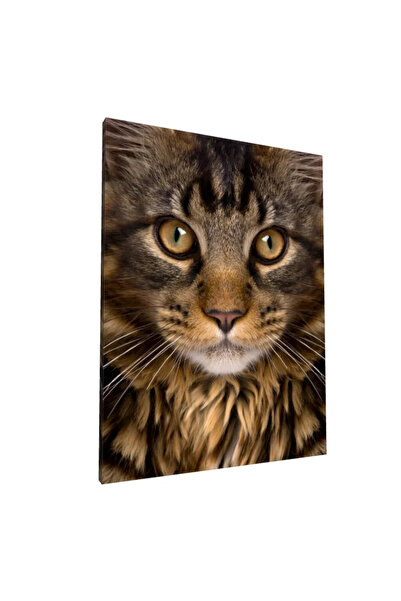 PozaTablou Pictură pe pânză: Portret de pisică în detalii realiste 70x90 cm
