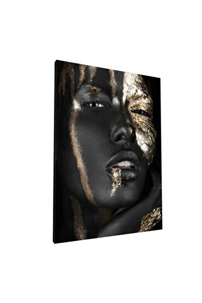 PozaTablou Pictură pe pânză: Portret contrastant alb-negru și auriu 80x110 cm