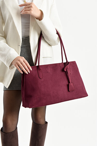 Berlin bags Geantă de umăr pentru femei din piele intoarsa cu detaliu de comp...