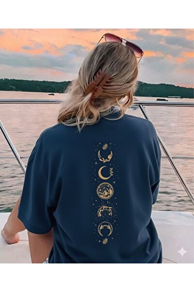 BW Bravely Wear Women's Back Printed T-Shirt (Gold Moon)