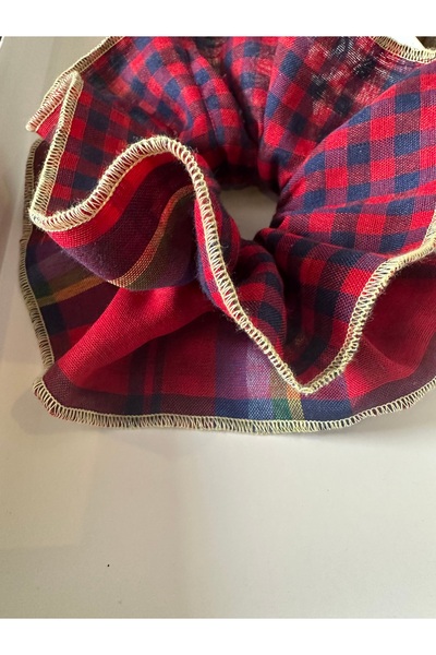 OIA Atelier Two Patterned Checkered Maxi Size Elastic Hair Clip