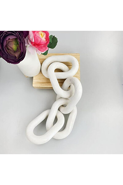 genric سلسلة خشبية فاخرة منحوتة يدويًا من ون دي كور | سلسلة من 5 حلقات من خشب الصنوبر باللون الأبيض