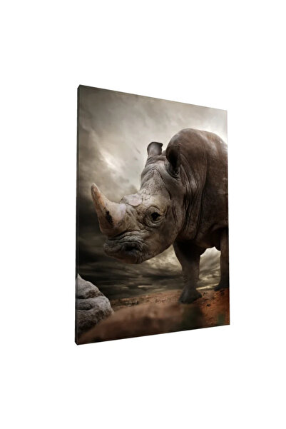 PozaTablou Pictură pe pânză: Portret realist de rinocer 70x100 cm