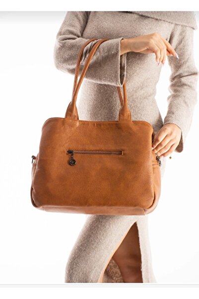 eflanmoda Mega Polo Soft Leather 5 Compartment Women's Hand and Shoulder Bag