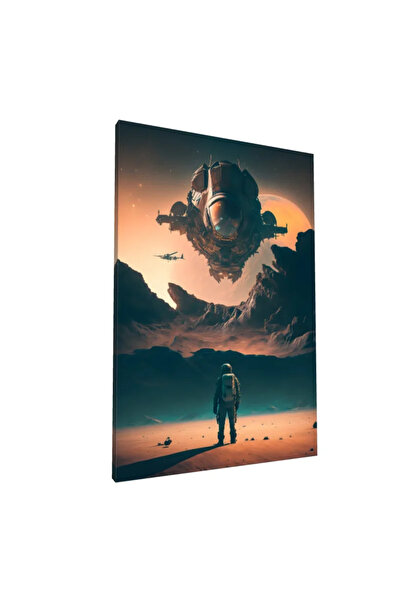 PozaTablou Pânză: Astronaută sub navă spațială pe Planeta Roșie 50x70 cm