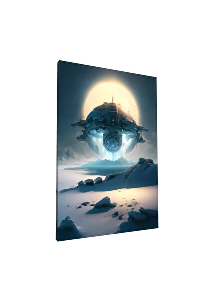 PozaTablou Pictură pe pânză: Nava spațială deasupra unui peisaj înghețat 70x1...