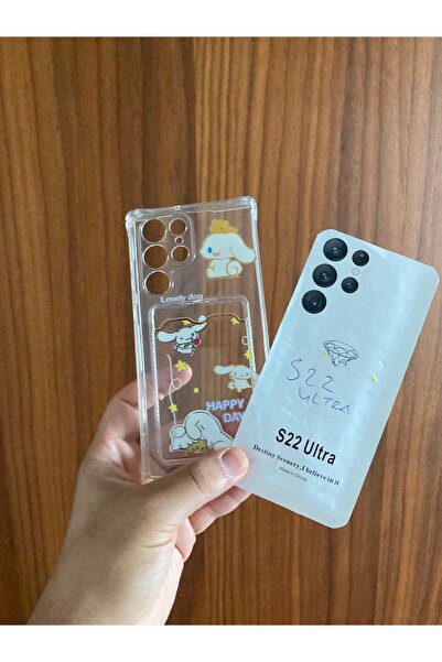 Newon حافظة هاتف سامسونج S22 الترا سينامورول مطبوع من السيليكون مع حامل للبطاقات