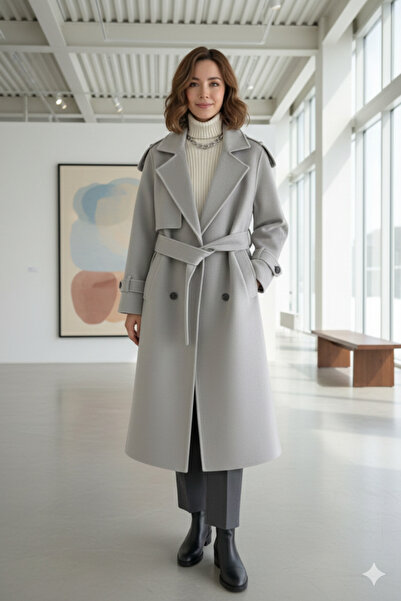 Mavero Lined Cashmere Wool Textured Long Coat