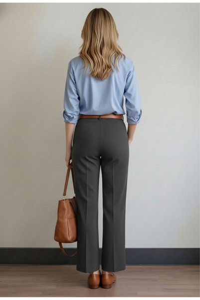 moda&stil lm ley moda Women Pants High Waist Belted Pleated Trousers Skinny Leg Pants
