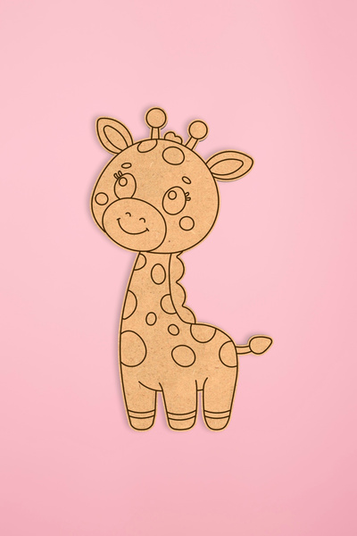 MadamVila Rustic Art Sevimli Zürafa 20'li MDF Ahşap Boyama Seti – Çocuk Eğitim Montessori Hobi ve Okul Etkinlik Seti