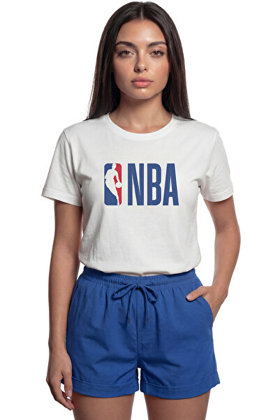 Color Luxe تي شيرت نسائي مميز بشعار ''NBA'' وتصميم كرة السلة مصنوع من القطن ب...